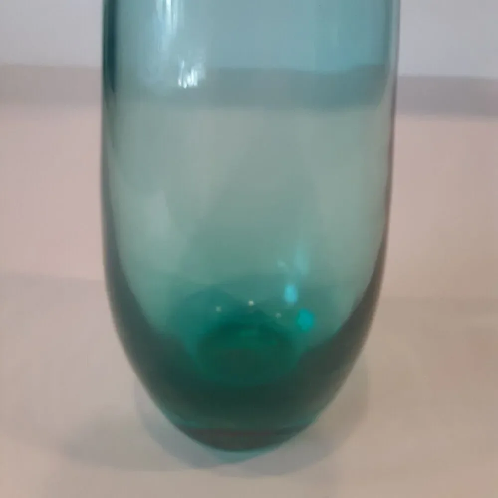 Handblown Curved Glass Bud Vase in Aqua 13